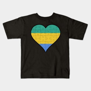 Gabonese Jigsaw Puzzle Heart Design - Gift for Gabonese With Gabon Roots Kids T-Shirt